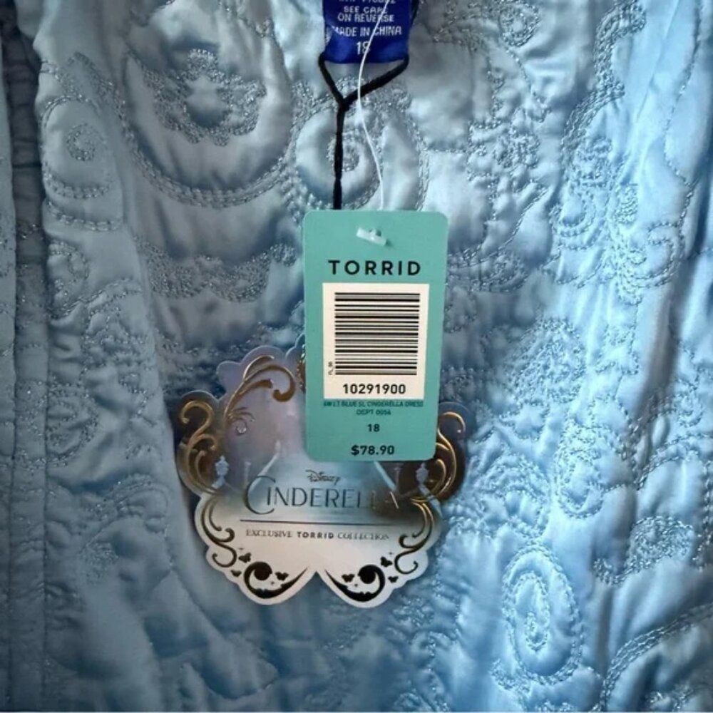 NWT Torrid/Disney Cinderella Light Blue Embroidered Princess Gown - Picture 13 of 13